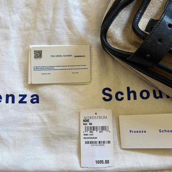 Proenza Schouler PS1 Medium Satchel Bag in Linen & Black Leather - Picture 12 of 12